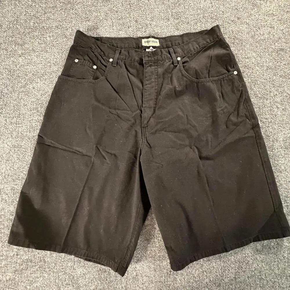 Vintage Guess‎ Jeans USA Black Denim Shorts Men’s 34 90s Y2K #715